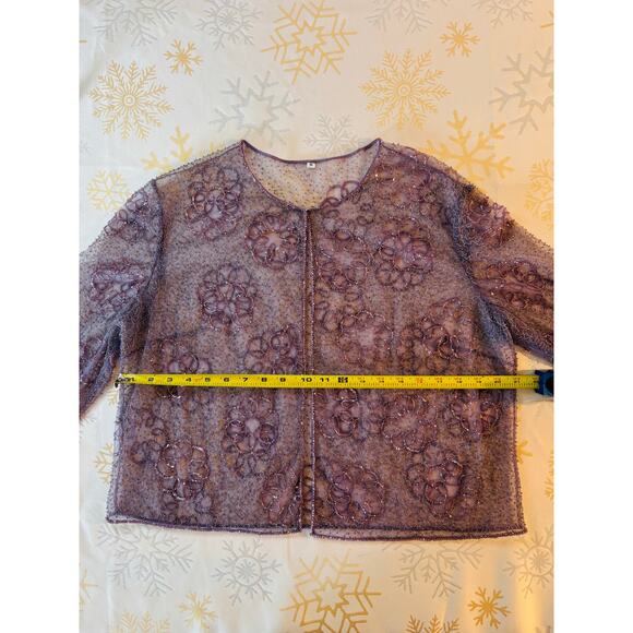 Unbranded Sheet Coat Jacket Iridescent Beaded Lilac, Unicorn Colors, Long Sleeve - Picture 6 of 6